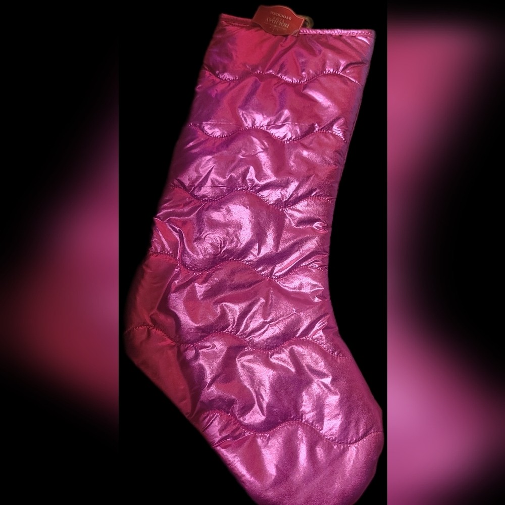 Holiday Time Metallic Pink Stocking